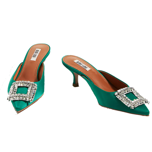 Satin Buckle Mules